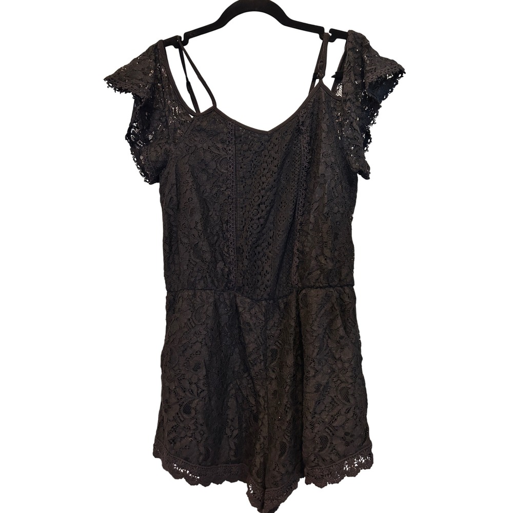 5/$25 Black Lace Romper Summer Festival‎ Party Outfit L